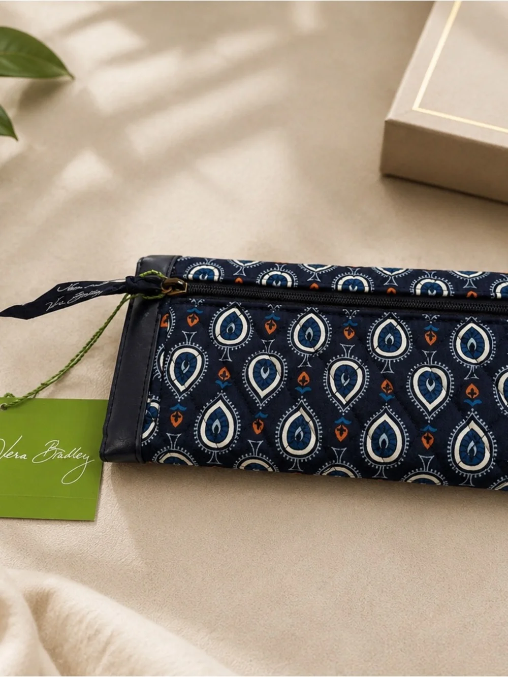 Navy Patterned Quilted Wallet Vera Bradley